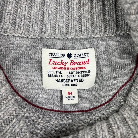 Lucky Brand Sweater Men Medium Gray Shawl Collar Wool Cashmere Blend Handcrafted - Picture 10 of 16